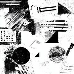 Poster - Abstract black and white geometric patterns create a dynamic visual interplay of shapes and textures.