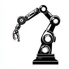 Poster - A sleek, black robotic arm showcasing advanced engineering and precision in a minimalist design.