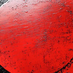Poster - An abstract close-up of a weathered red surface with black accents, creating a striking visual impact.
