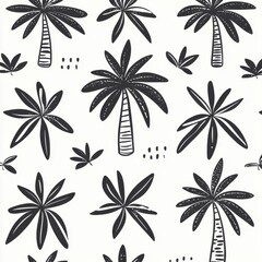 Poster - A stylish monochrome pattern featuring hand-drawn palm trees, adding a tropical vibe to any design.