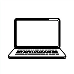 Poster - A minimalist illustration of a laptop, featuring a sleek design and a blank screen for customization.