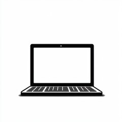 Poster - Minimalist black laptop illustration on a clean white background, perfect for tech-related designs.