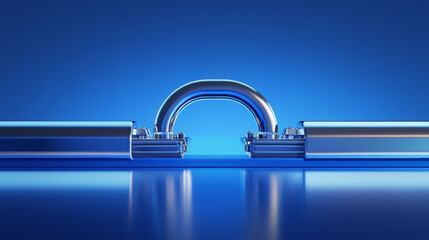 Poster - Abstract cyber security padlock Technology Futuristic Concept Atomic Atom Communication On a modern blue background