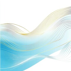 Poster - abstract waves in blue and gold create a serene atmosphere of flow and movement.