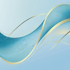 Poster - Elegant blue and gold abstract wave design with smooth curves and flowing lines.
