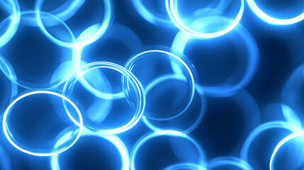 Poster - Abstract Circle Digital Concept Light Circle Network Connection Blue Digital Copy Space for Text Wallpaper Background Futuristic Modern.