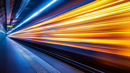 Poster - Abstract background technology motion speed light blue high speed light effect motion high speed movement Futuristic on hi-tech blue background.