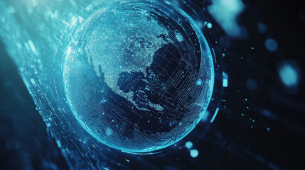 Poster - Abstract background digital concept digital map circle hud interface modern futuristic dark blue background for text