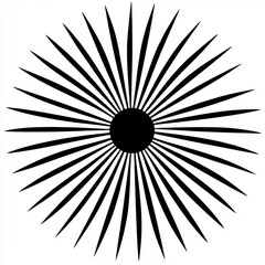 Poster - A striking black and white sunburst pattern radiating from a central circle, creating a dynamic visual effect.
