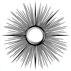 Poster - A striking black and white illustration of a sunburst with radiating lines, capturing energy and vibrancy.
