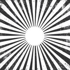 Poster - A bold black and white sunburst pattern radiating from the center, creating a dynamic and energetic visual effect.