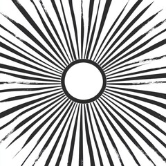Poster - Abstract black and white radial design with stripes radiating from a central circle.