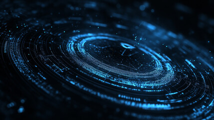 Poster - Abstract background digital concept circle padlock cybersecurity anti virus malware spy protection cyber theft security On a blue-black background