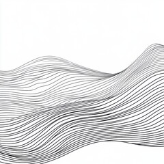 Poster - Abstract black lines create flowing wave patterns on a minimalist white background.