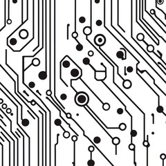 Poster - Intricate black and white circuit board pattern showcasing modern technology.