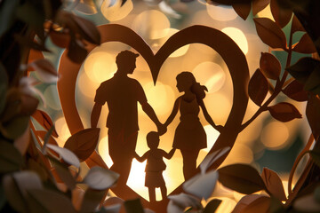 Wall Mural - Heart-Shaped Family Tree with Leaves