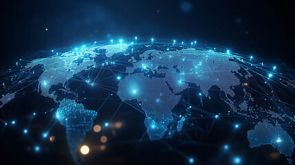globe interconnected with glowing networks,circuit boards,global technology and digital networks,ear