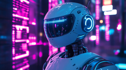 Poster - Abstract, a robotic hand and a human hand, join forces to create new innovations. Coexistence of humans and robots artificial intelligence on hi tech blue future background.illustrations 