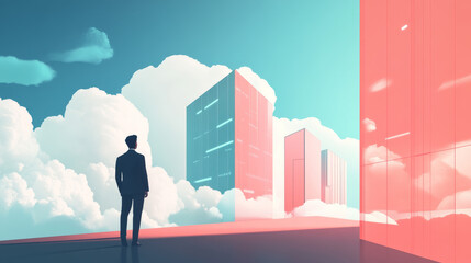Poster - Abstract cloud technology with big data and information concept Connection by collecting data in the cloud With large data storage systems on hi tech background.