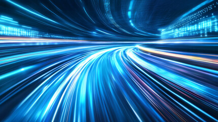 Poster - abstract circle circuit modern on background concept futuristic speed warp high speed On a blue background, hi-tech futuristic.