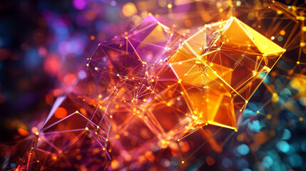 Poster - abstract blockchain technology cryptocurrency and fintech square cube crypto operations connect bloc