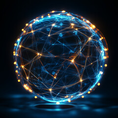 Wall Mural - globe interconnected with glowing networks,circuit boards,global technology and digital networks,ear