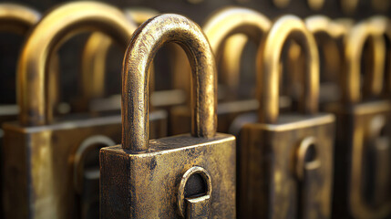 Poster - concept of cyber security padlock on hexagonal grid blue background beautiful