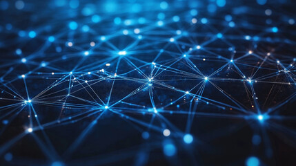Poster - Abstract Circle Digital Circuit Concept Light Circle Network Connection Blue Digital Background Futuristic Modern.