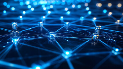 Poster - Abstract Circle Digital Circuit Concept Light Circle Network Connection Blue Digital Background Futuristic Modern.