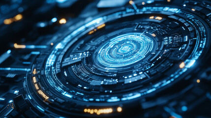 Poster - Abstract circle circuit board speed futuristic modern on blue background