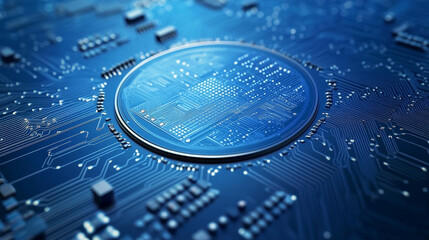 Poster - Abstract circle circuit board speed futuristic modern on blue background for entering topics and information
