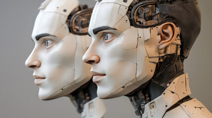 Poster - abstract technology futuristic concept of digital human body digital ai future design on hi tech background.