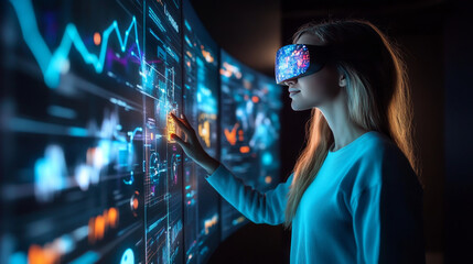 Poster - abstract technology ui futuristic concept world hud interface hologram elements of digital data chart, communication, computing,circle percent vitality innovation on hi tech future design background