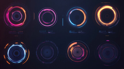 Poster - Set of Circle and Loading Bar Abstract Digital Technology UI Futuristic HUD Virtual Interface Elements Sci- Fi Modern User For Graphic Motion, Theme Technology, Game, Elements of Background Hi-tech.