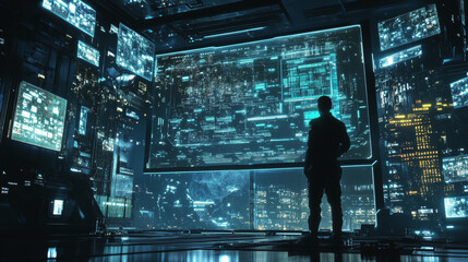 Poster - abstract technology concept word map digital network connection on hi tech background