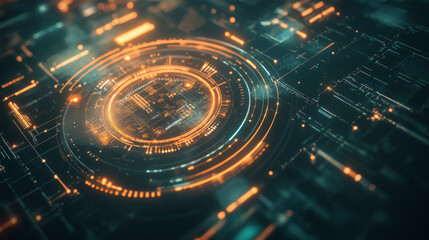 Poster - abstract technology ui futuristic concept hud interface hologram elements of digital data chart, communication, computing and circle percent vitality innovation on hi tech future design background
