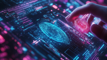 Poster - abstract technology ui futuristic concept fingerprint hud interface hologram elements of digital dat
