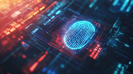 Poster - abstract technology ui futuristic concept fingerprint hud interface hologram elements of digital dat
