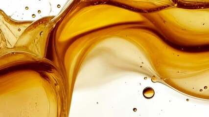 Poster - Swirling patterns of amber liquid illuminated by soft light create a captivating visual effect in abstract design