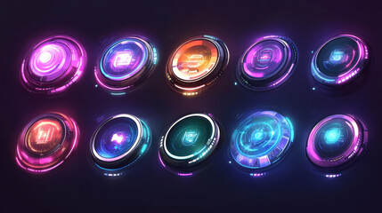 Poster - Set of Circle Abstract Digital Technology UI Futuristic HUD Virtual Interface Elements Sci- Fi Modern User For Graphic Motion, Theme Technology, Game Control,  Elements of Background Hi-tech or Design