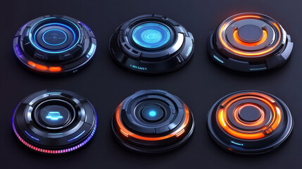 Poster - Set of Circle Abstract Digital Technology UI Futuristic HUD Virtual Interface Elements Sci- Fi Modern User For Graphic Motion, Theme Technology, Game Control,  Elements of Background Hi-tech or Design