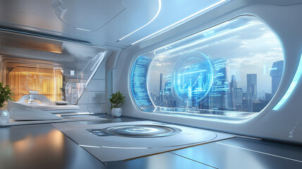 Poster - abstract technology ui futuristic concept hud interface hologram elements of digital data chart, communication, computing and circle percent vitality innovation on hi tech future design background
