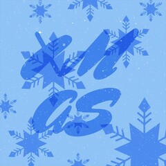 Poster - Animated minimalistic greeting card with XMAS inscription and snowflakes