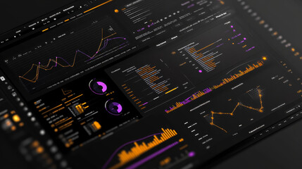 Poster - abstract technology ui futuristic concept hud interface hologram elements of digital data chart, communication, computing and circle percent vitality innovation on hi tech future design background