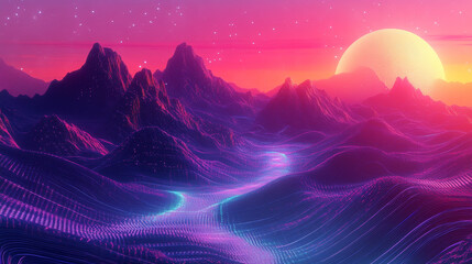 Poster - the concept of digital waves, big data fluttering data collection data processing and data analysis 