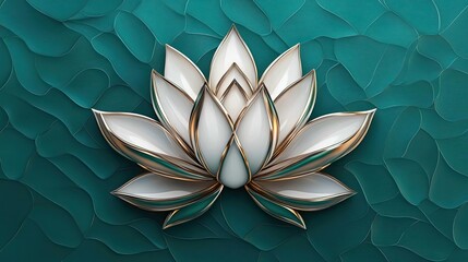 Poster - Lotus floral abstract background idea. A beautiful lotus flower design on a textured teal background.