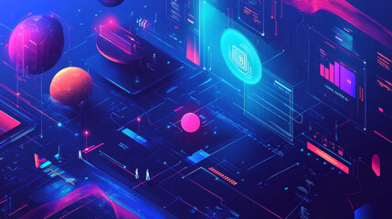 Poster - Abstract technology wave concept working data of Artificial intelligence and futuristic digital for future on dark blue background.