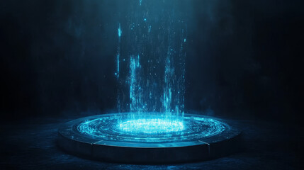 Poster - Abstract Digital Hologram DeFi Decentralized Finance Blockchain, cryptocurrency and bitcoin, online, internet transaction Futuristic.