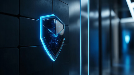 Poster - Abstract Cyber security with shield blue circle technology Future cyber background.