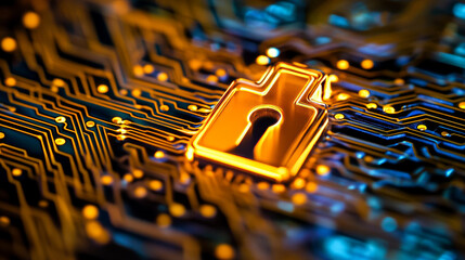 Poster - Abstract Cyber security with shield blue digital technology Future cyber background.